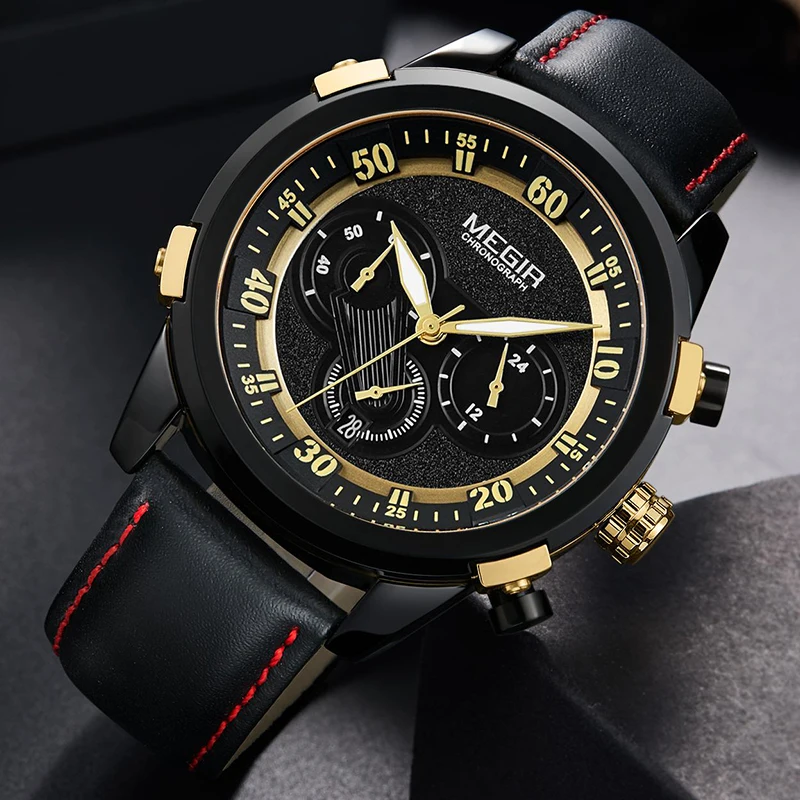 

MEGIR Men's Fashion Luxury Brand Military Quartz Wristwatches Chronograph Waterproof Sports Watches Men Clock Relogio Masculino
