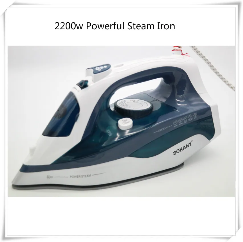 2200w Powerful Steam Iron for Clothes Ceramic Base Plate Electric Steam
