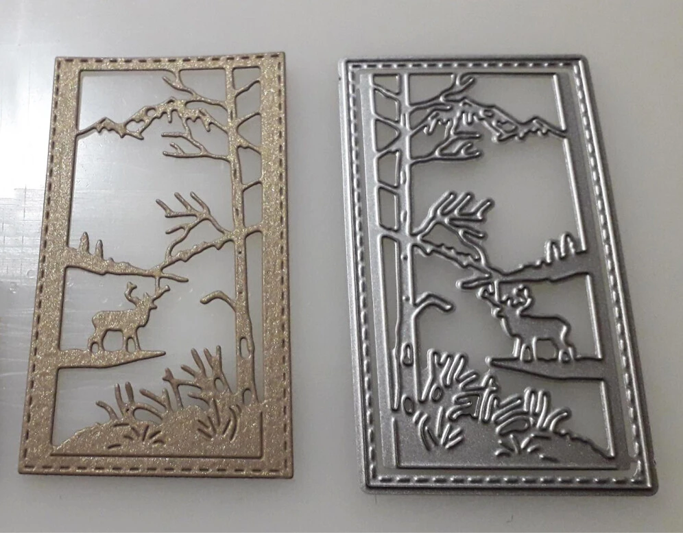 

Scrapbooking Die Metal Christmas Forest Elk Background Cutting Dies Craft Embossing Stamp Stencil Paper Card Making Template DIY