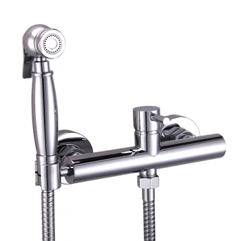 

Rose gold & Chrome bidet faucet mixer brass cold and hot water spray nozzle set European toilet cleaner portable cover sprayer