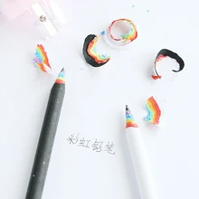 2pcs/pack Creative Rainbow Wooden Black & White Standard Pencil Writing Drawing Pencils School Office Supply Student Stationery