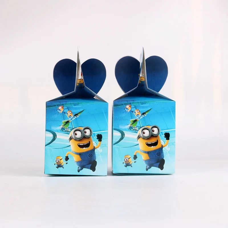 

6 pcs/lot Funny Minions Candy Bag Kids Birthday Party Decorations Paper Gift Boxes For Guest Baby Shower Supplies
