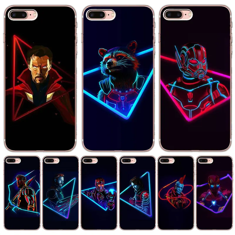 

Luxury Marvel For iPhone X XR XS Max 5 5S SE 6 6S 7 8 Plus Cover Case Silicone Funda Coque Capinha Etui Iron Man Thor Rocket