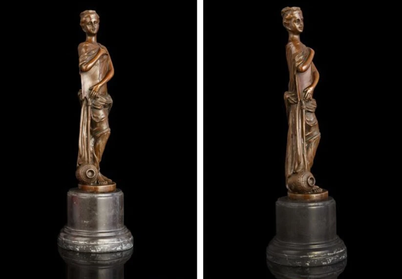 

Art Deco Sculpture Western Woman Girl With Water Bottle Bronze Statue decoration bronze factory outlets