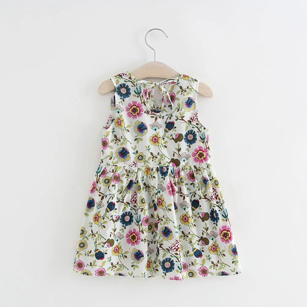 

Toddler kid Girls Summer Princess Print Kids Baby Party Wedding Sleeveless Dresses Baby Girl Dress 2019 Summer Floral clothing