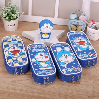 

Children creative cute little boy student pencil case blue cat large capacity canvas cartoon stationery box pupil cartoon pencil