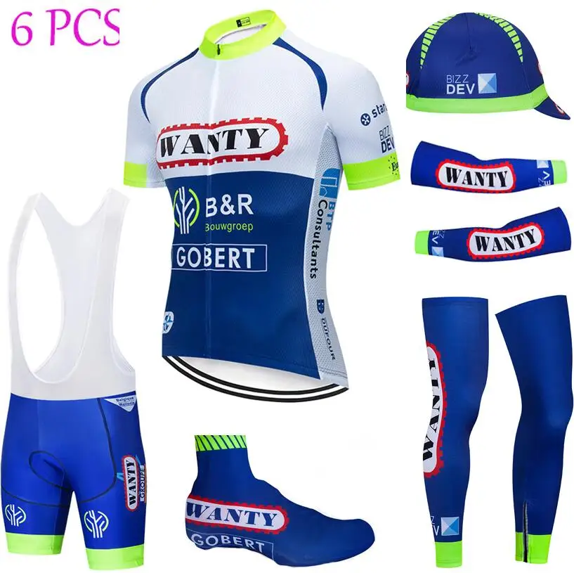 Полный комплект для велоспорта wanty team Bike jersey дышащий мужской Ropa Ciclismo велосипедные майки 9D велосипедные шорты и гетры с рукавами - Цвет: Красный