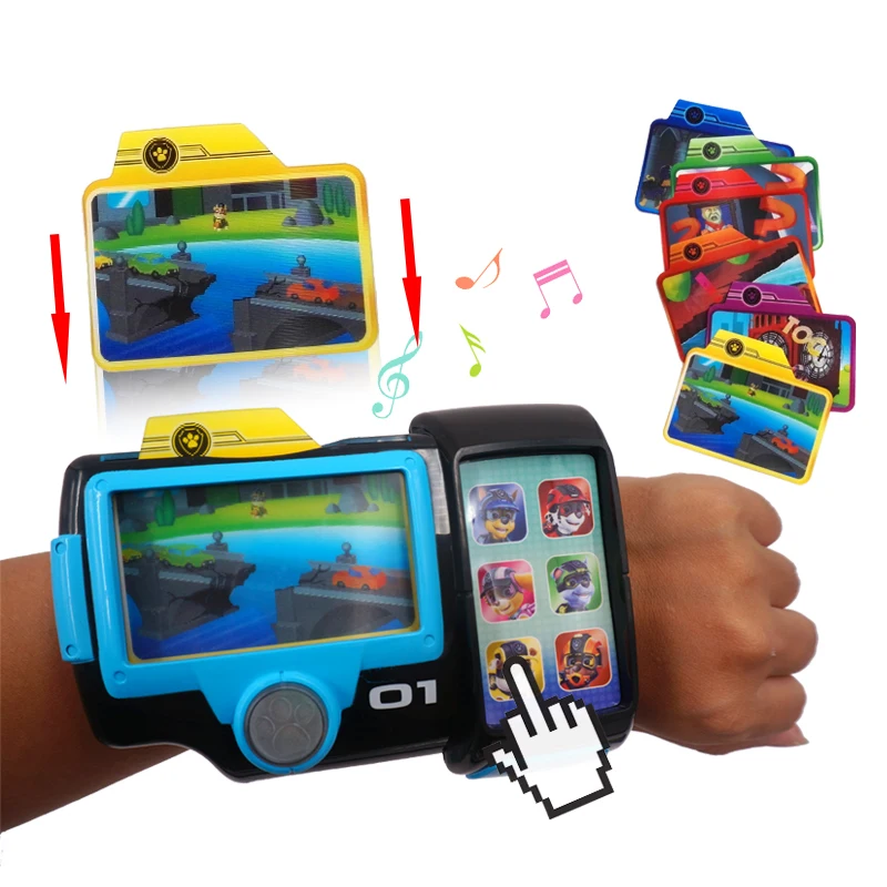 

Paw Patrol Puppy Dog Music Watch Patrulla Canina Action Figure Model Button Catapult Figures Card Toys Kids Birthday Gift