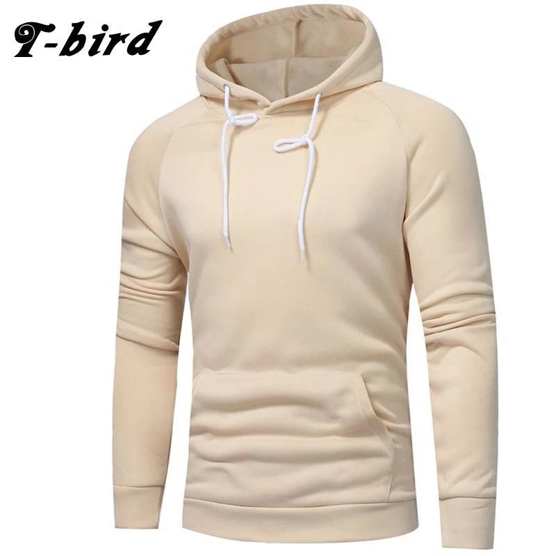T bird 2017 модные толстовки с капюшоном брендовая Для мужчин одноцветное Цвет карман