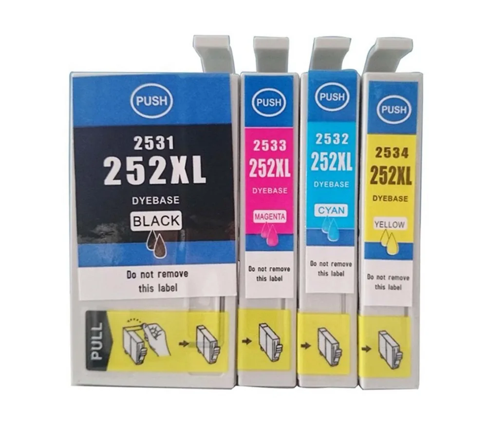 4pk 252XL T252XL высокий выход картриджи для сотрудников WF-3620 3640 7110 7610 7620