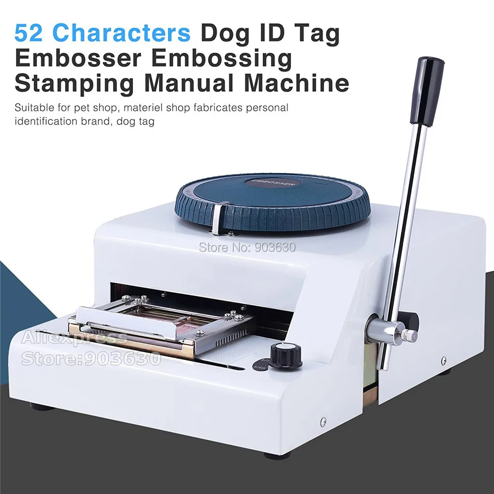

Free Shipping! 52D Manual Military Dog PET tag Embosser machine Stainless steel metal tag press embossing machine 52Characters