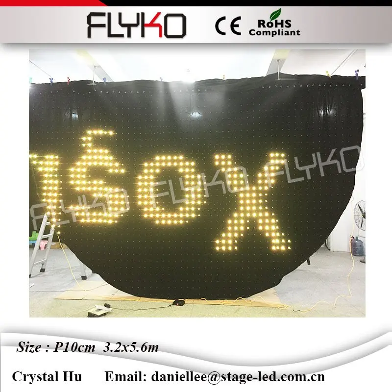 

P10 3.2x5.6m Semicircle LED vision curtain / LED vision cloth / LED video curtain/Wedding decoration