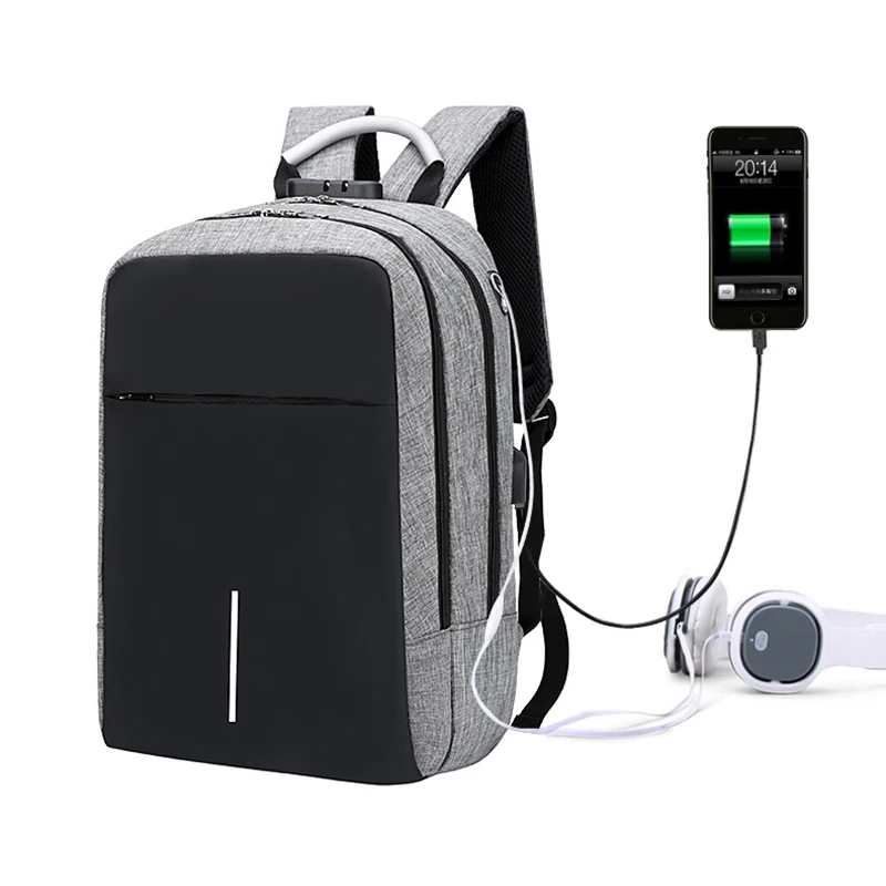 

Men Women Laptop backpack Business Notebook Bag USB Charging Large Capacity Reflective Strip Travel College student Schoolbag