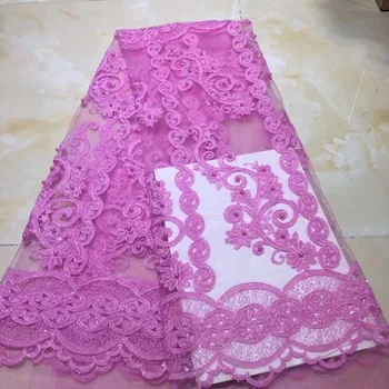 

Sequins Lace Fabric High Quality Latest African Lace Fabric Wedding Tulle Lace Fabric French Nigerican With Beads