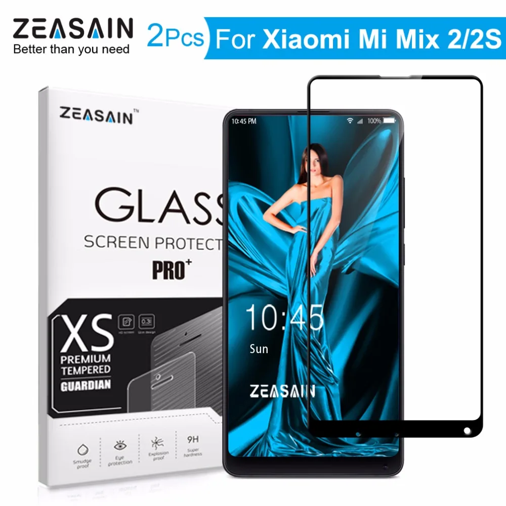 2 Pack Original ZEASAIN Screen Protector For Xiaomi Mi Mix 2 2S Xiomi Mi Mix2 S Mix2S Tempered Glass 9H Ultra Thin Glass Film