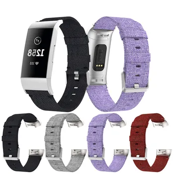 

bracelet strap for fitbit Replacement Woven Canvas Fabric Watch Band Wrist Strap For Fitbit Charge 3 Wholesale supplier