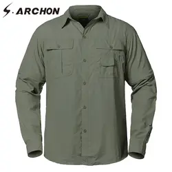 S. ARCHON Лето быстросохнущая Военная Униформа рубашки для мальчиков для мужчин Мульти Карманы Тактический Брюки карго рубашка мужской весн