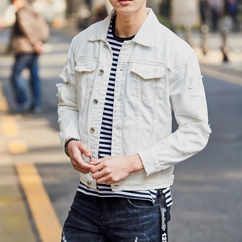 color Washed Jeans Jacket Coat Casual 