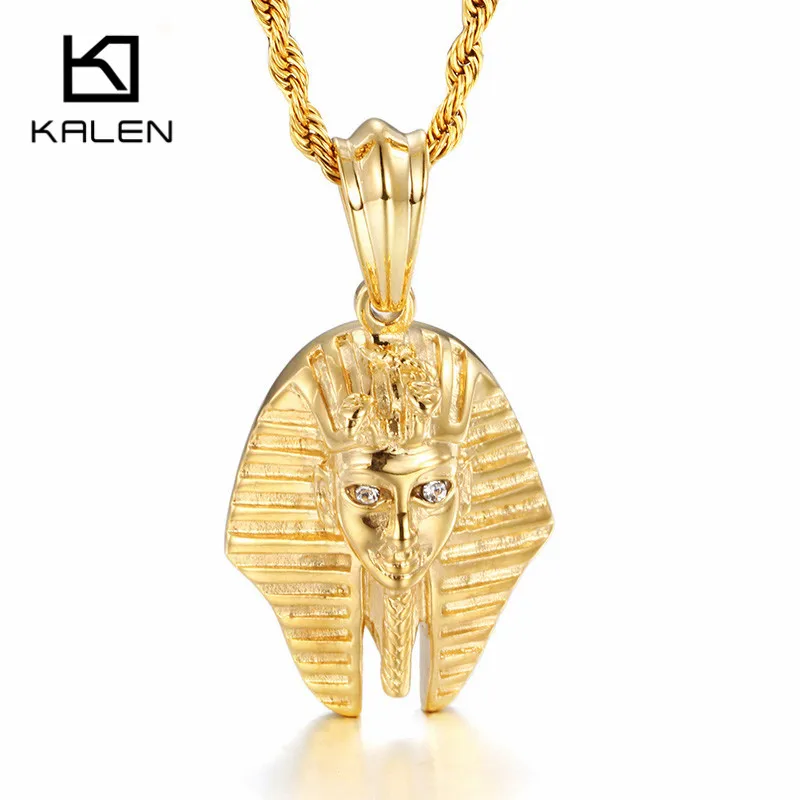 

KALEN Vintage Egyptian Pharaoh Necklaces For Men Women Gold Stainless Steel Egypt Pharaoh Pendant Necklace Retro Unisex Jewelry