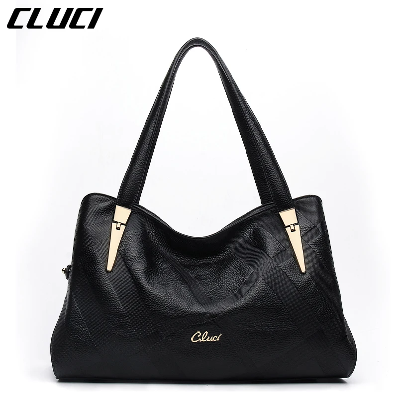 CLUCI Women's Handbags Genuine Leather Fashion Black Ladies' Genuine