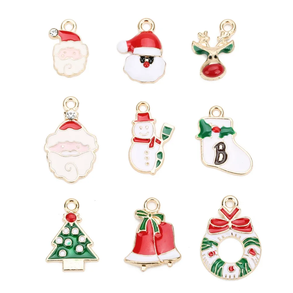 

10Pcs/lot Zinc Alloy Metal Enamel Christmas Pendant For Necklace Charm Bracelets Diy Jewelry Making Handmade Accessories F7861