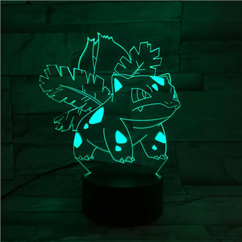 Pokemon Go Ivysaur Figure LED Nightlight for Children Acrylic Lamp Indoor Dropshipping Birthday Gift Night Lamp USB Ivysaur