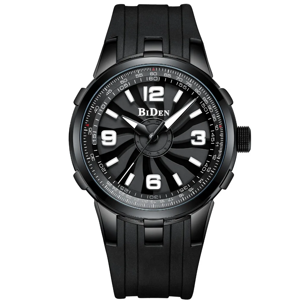 

New Arrival Men Sports Watch Analog Quartz Watch Male Creative Rotate Dial Silicone Strap Waterproof Wrist Watch erkek kol saati