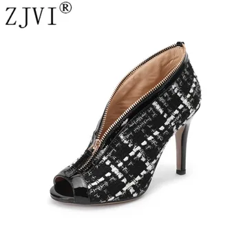 

ZJVI 2019 new woman ankle boots for women summer thin high heels boots ladies peep toe shoes sandals sandalias zapatos de mujer