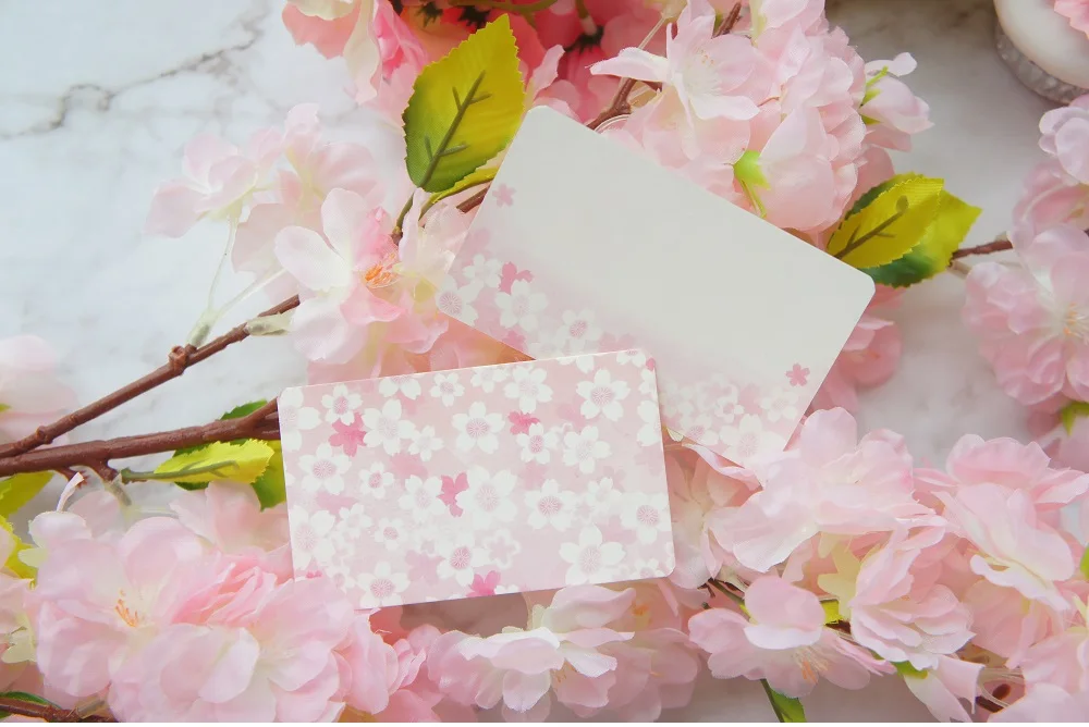 Многофункциональный 30 шт. двухсторонний записываемый вишневый цвет Сакура карты Скрапбукинг вечерние приглашения DIY сообщение подарок открытка