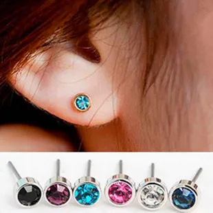 

2015 Wholesale lots Korean Fashion Simple Vintage all-match shiny small Rhinestone Crystal Stud Earrings Jewelry Accessories