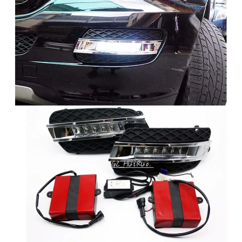 2x LED daytime running light with fog lamp cover for Mercedes-Benz ML350/W164 2006 2007 2008 2009 Automotive accessories