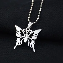 Moda Hollow Butterfly naszyjnik ze stali nierdzewnej łańcuch Trendy wisiorek dla kobiet mężczyzn najlepsza jakość fajne Punk Party biżuteria