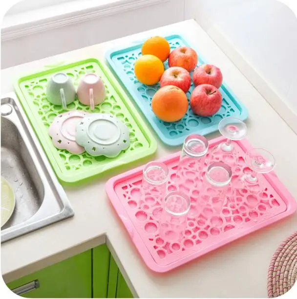 Kitchen Creative multifunction Drain tray Hollow fruit vegetable dish tray draining plate storage rack shelving rack drain board