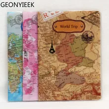 2018 New World Trip Map Travel Passport Covers for Men PVC Leather ID font b Card