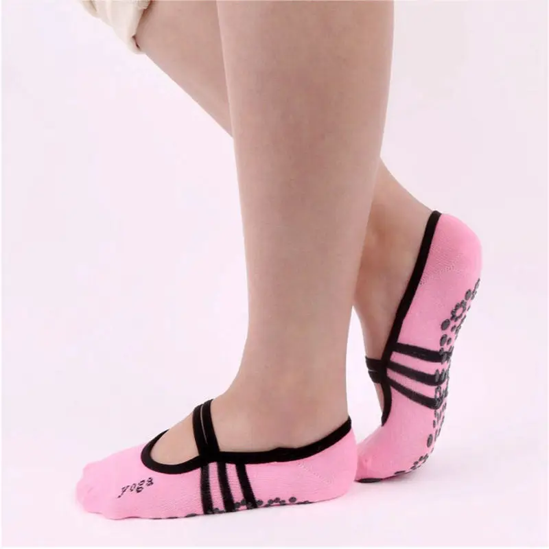 

Women's sports socks wholesale no-slip yoga socks new backless dance socks plastic base for ladies pink invisible