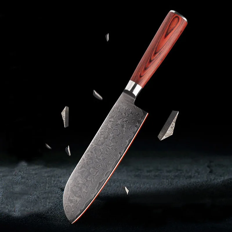 

Liang Da 71 Layers VG10 Damascus Steel Kitchen Knives Color Wood Handle 7 inch Chef Knife High Toughness Damascus Kitchen Knife
