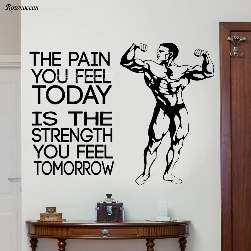 Gym Quotes For Men The Pain You Feel Today Motivational Vinyl Wall Sticker Quotes Fitness  Muscle Men Gym Decor Strength Workout Wallpaper Mural G18|Vinyl Wall  Stickers|Wall Stickerwall Sticker Quotes - Aliexpress