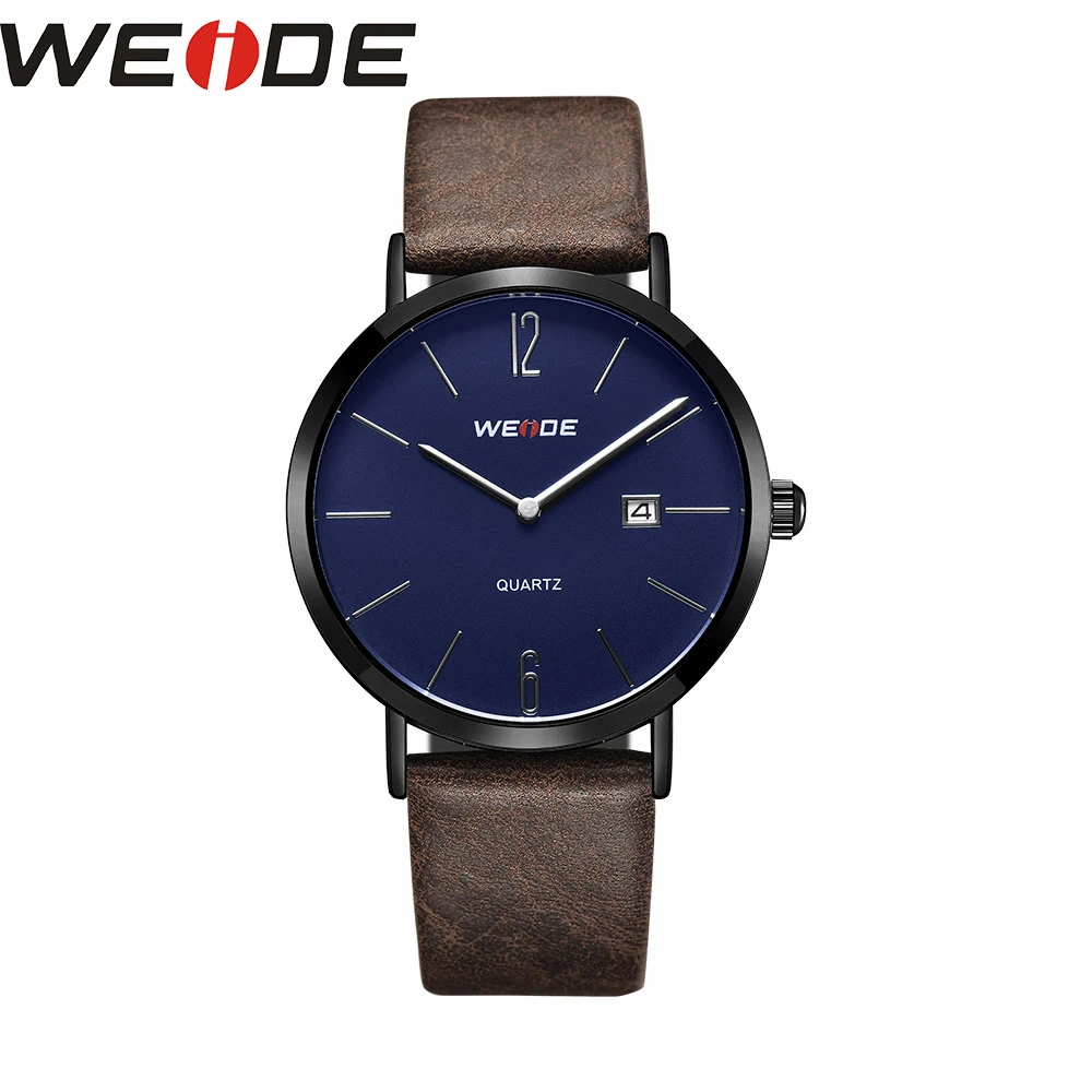WEIDE кожаный ремешок для часов Мужские Аналоговые Кварцевые Спортивные Наручные