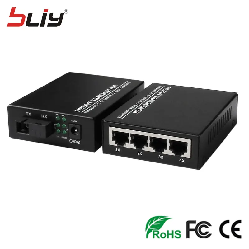 

Bliy best 5 port ethernet switch single fiber single mode 4 copper to 1 fiber optical switch ethernet gigabit switch ftth