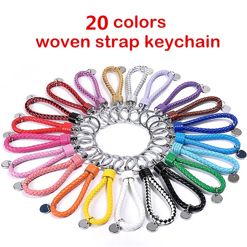 Buy Mix 20pcs PU Leather Strap Keychain Weave Rope
