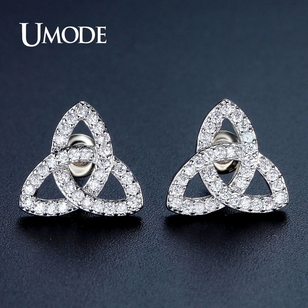 UMODE Brand Fashion Party Wedding Jewelry Stud Earrings for Women White Gold Color Boucle D'oreille Femme Christmas Gifts UE0324