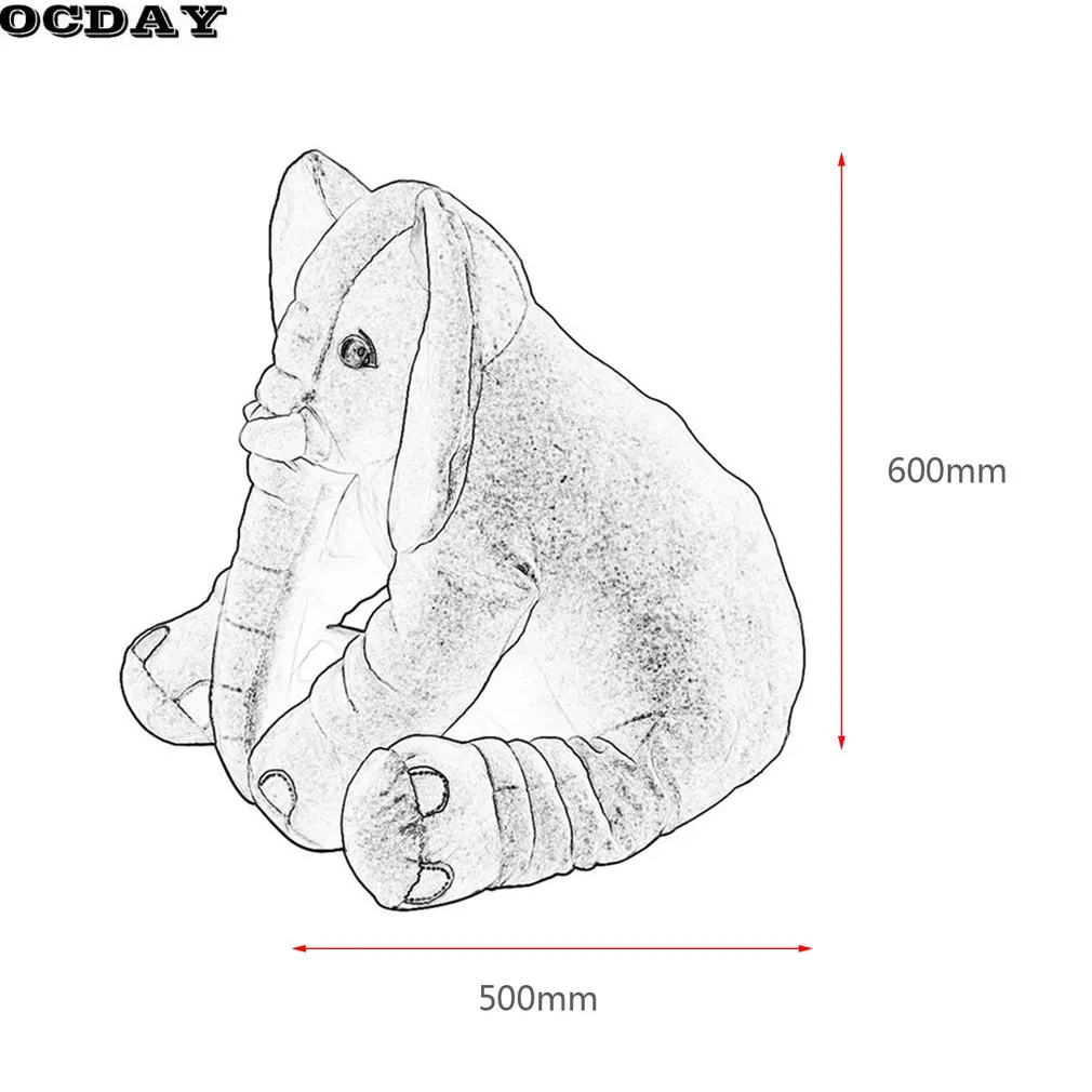 OCDAY мультфильм 60 см большой плюшевый слон игрушка Дети Спящая задняя подушка мягкая подушка слон кукла подарок на день рождения для детей