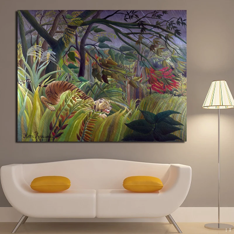 Тигр в джунглях Анри Руссо абстрактные пейзажные картины печать на холсте настенный художественный плакат без рамы картина для домашнего декора