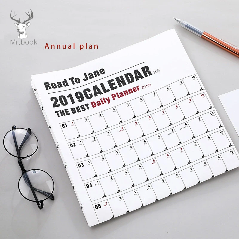 Творческий 2019 календарь-планировщик 365 дней расписание ежедневный план бумажные для заметок Примечания Офис школа стены Бумага ежедневник