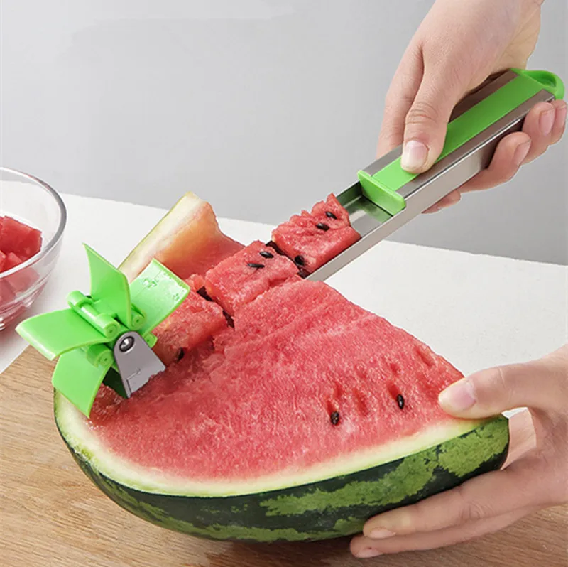 

Watermelon Slicer Cutter Stainless Steel Windmill Cut Watermelon Artifact Fruit Cutter Kitchen Gadgets Fruit Tool