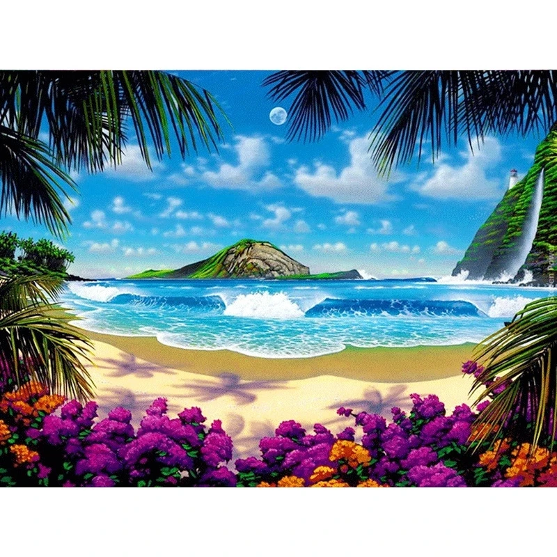 

DIY 5D Full Diamond Painting Cross Stitch beach Diamond Embroidery Needlework Patterns Rhinestone kits