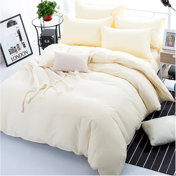 

Hotel bedding set 100% cotton cheaper duvet cover set solid AB side bedding milk white bed linens wedding gift 3/4pcs bedclothes