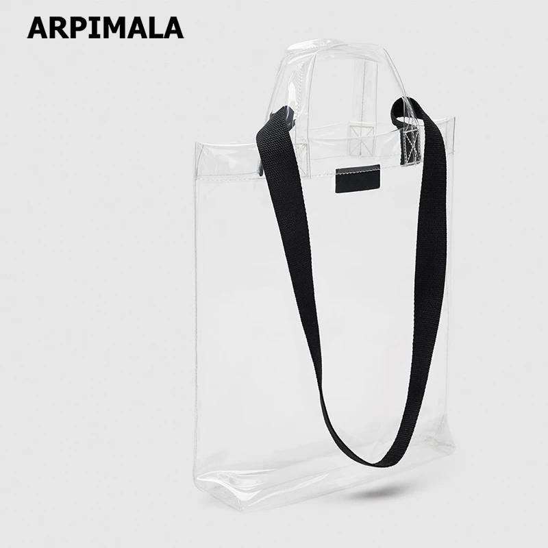 

ARPIMALA 2019 Summer See Through Bag Transparent PVC Clear Bag for Women Big Casual Beach Tote Jelly Shopper Handbags Hand Bag