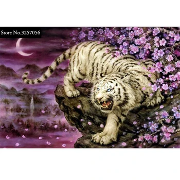 

5D Diy Diamond Painting Cross Stitch Full Diamond Embroidery White Tiger 3D Diamond Mosaic Pattern Rhinestone Pasted Needlework