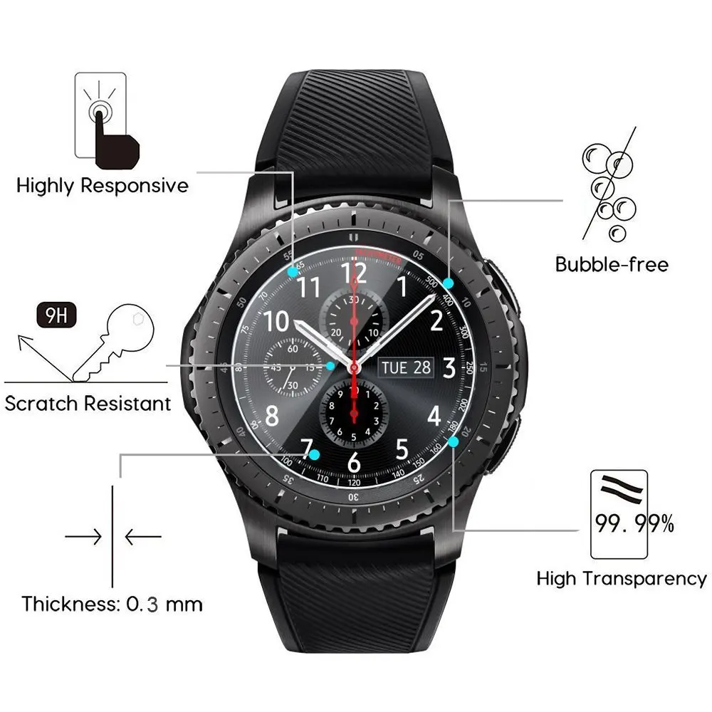 Защитная пленка для экрана для samsung Galaxy Watch 46 мм 42 мм сменная Противоударная защитная пленка из закаленного стекла S3 S2 аксессуары